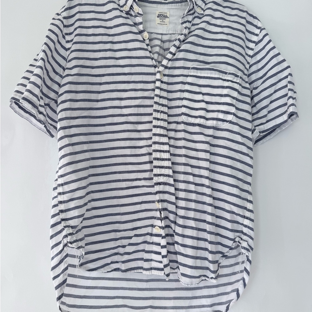 Nautical Striped Casual Button Down Shirt